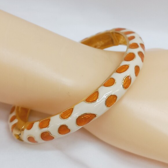 KJL Kenneth Jay Lane clamper bracelet giraffe animal print enamel - Picture 1 of 8